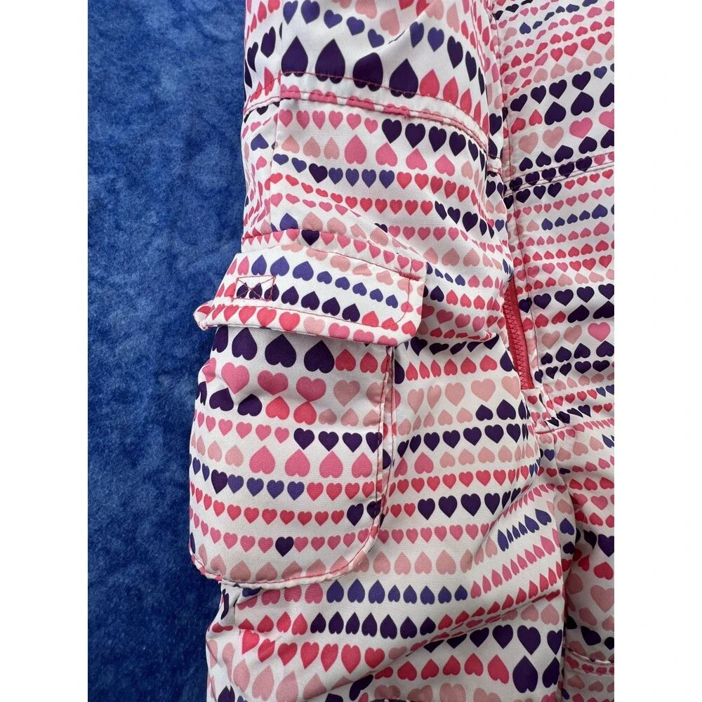 London Fog Girls Heart-Patterned Ski Snow Pants/Bib, Size 3T, Excellent Cond